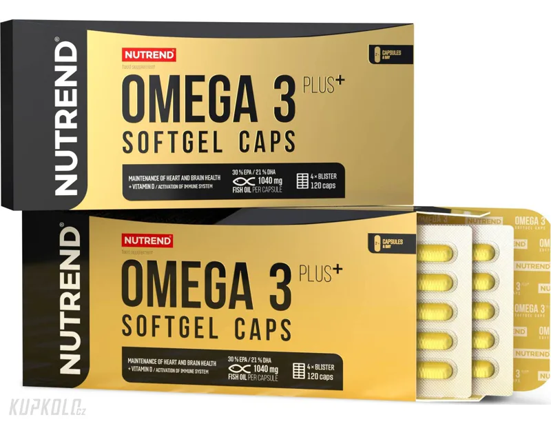 Nutrend OMEGA 3 Plus Softgel Caps prémiový rybí olej, 120 kapslí