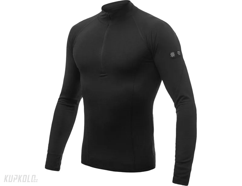 Pánské triko Sensor Merino Wool Active, dlouhý rukáv, ZIP černá