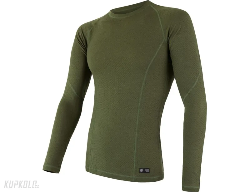 Pánské triko Sensor Double Face Merino Wool, dlouhý rukáv, safari
