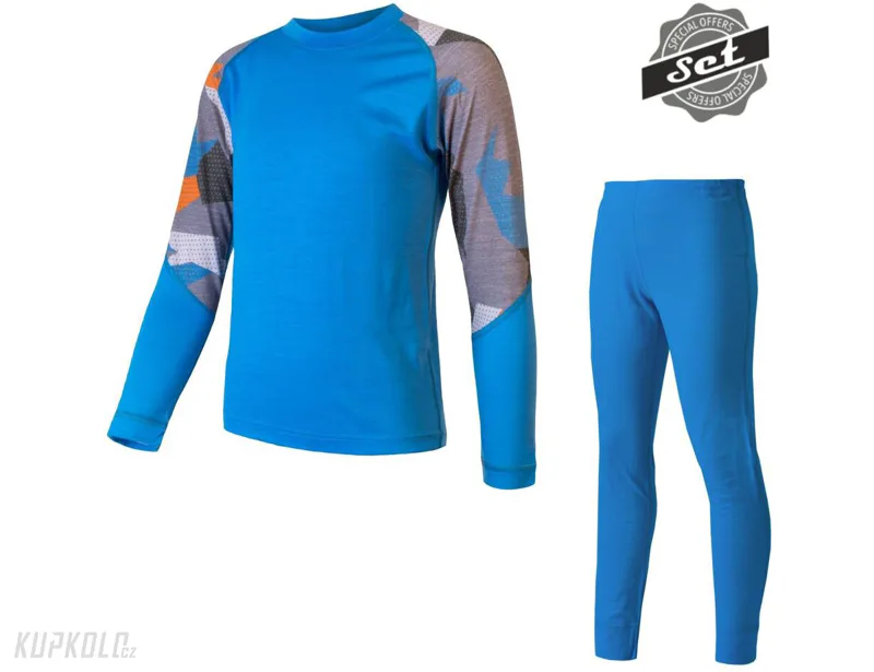 Dětský set Sensor Merino AIR, triko + spodky, modrá camo