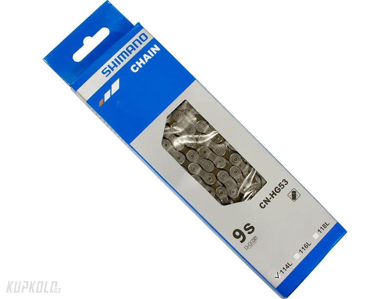 Řetěz Shimano, HG-53, 9s, 114 článků, Super Narrow, HyperGlide, nýt - krabička