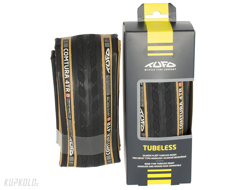 Plášť silniční Tufo Comtura 4TR Tubeless ready, kevlar béžový bok