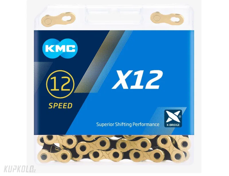 Řetěz KMC X-12, 126 článků, X-Bridge, černo/zlatý