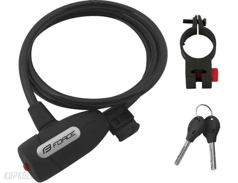 Zámek Force LUX spirálový s držákem 120cm/8mm, černý